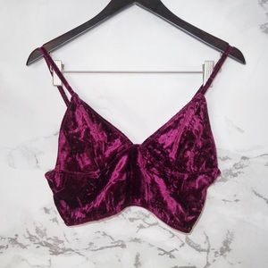 Nasty Gal crushed velvet burgundy bralette